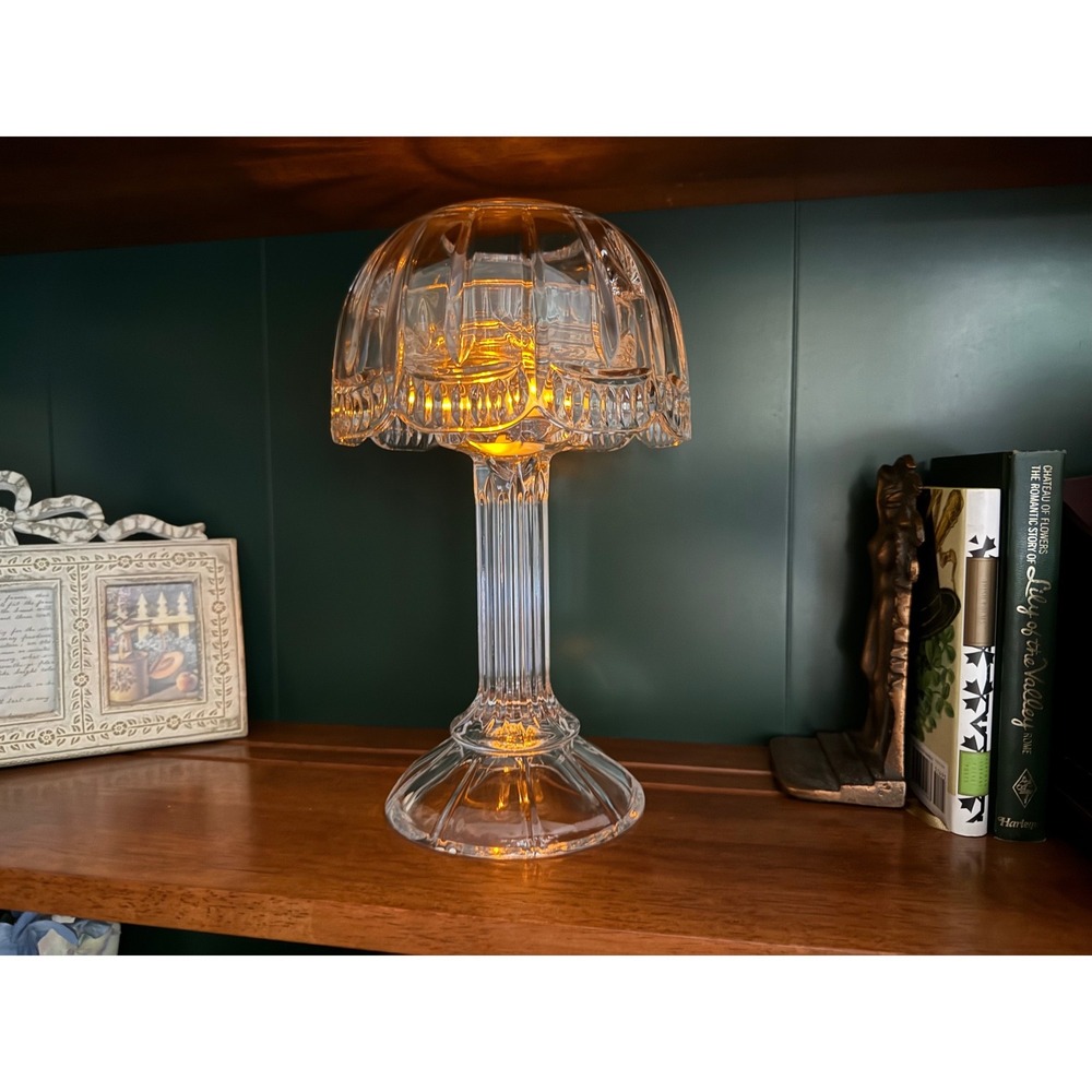 Large Vintage Crystal Fairy Lamp / Candle – 10" Tall Base– Stunning Focal Piece
